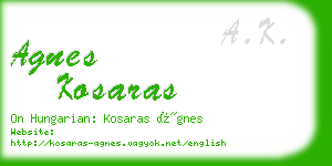 agnes kosaras business card